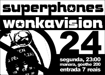 Superphones concert flyer with original typography and artwork.