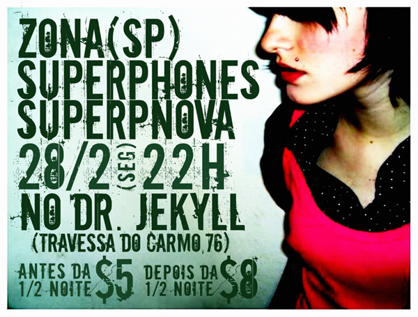 Superphones concert flyer with original typography and artwork.