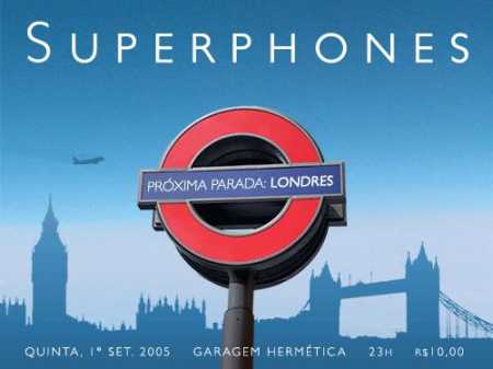 Superphones concert flyer with original typography and artwork.